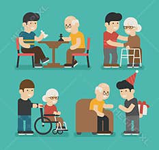 Set of volunteer characters