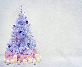 Christmas Tree Interior Room, Xmas White Wall Presents
