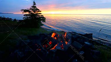 Lake Superior Beach Campfire