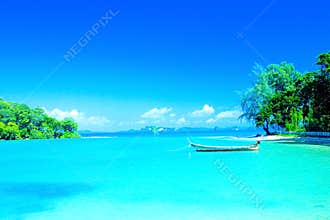 lagoon beach in resort bay of Krabi, Thailand.