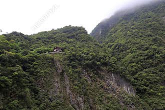 Pavilion of changchun temple on cliff
