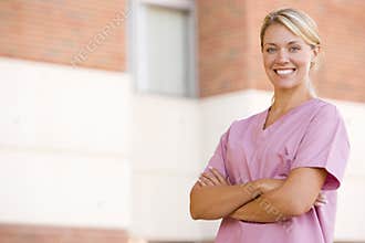 Nurse Standing Outside A Hospital