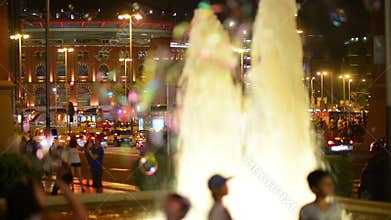 Night life in Barcelona, traffic in city