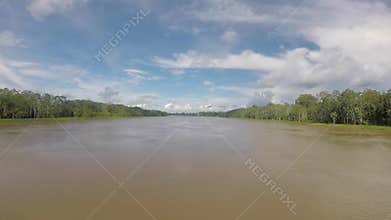 Cruising on the river the Amazon, in the rain forest, Brazil