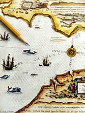 Antique sea navigation map