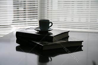 Books lay on the table