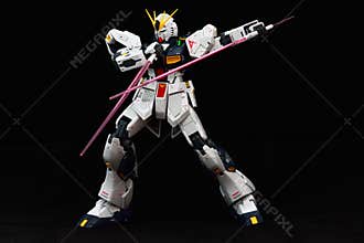 White Gundam with double beam saber
