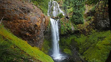 High Definition Movie with Water Audio Sound of Majestic Falls Creek Falls in Skamania County Washington State 1080p