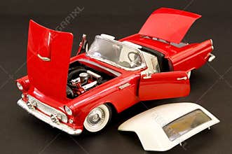 Red stylish classic muscle car