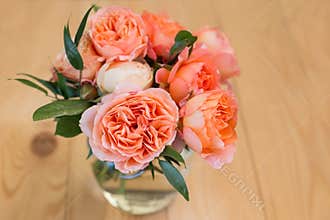 Peach bouquet of david austin roses