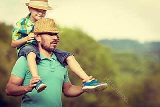 Happy father and son time concept