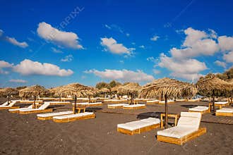 Perissa beach (Black Beach) on Santorini island