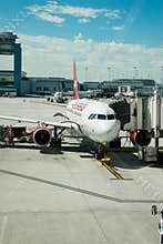 Virgin America plane at gate