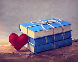 Pile of old blue books