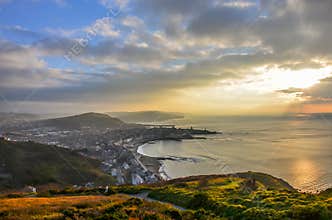 Sunset at Aberystwyth, cityscape, waterfront, Wales