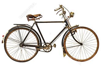 Vintage rusted bicycle isolated on white