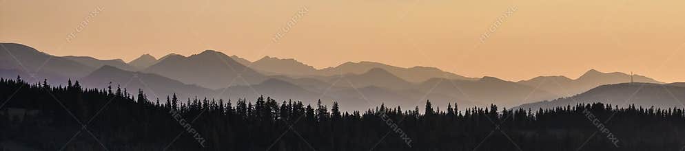 Sky, mountains and forest