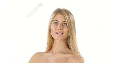 Beautiful woman with long straight blond hair