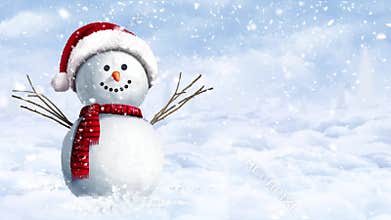 Snowman Hanging Out on a Snowy Winter Day