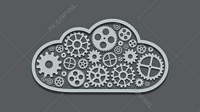 Footage modern mechanism computing cloud concept. Technology gears background. 4K video