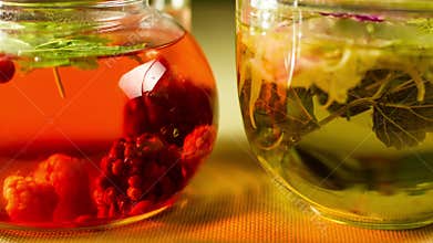 Berry herbal tea in a glass