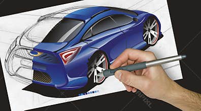 Designer drawing a car
