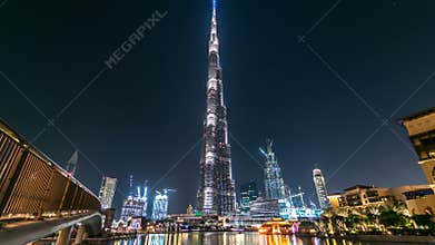 Dubai downtown and Burj Khalifa timelapse in Dubai, UAE