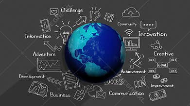 Chalk drawing, Growing global business concept. and business keyword,financial illustration 2