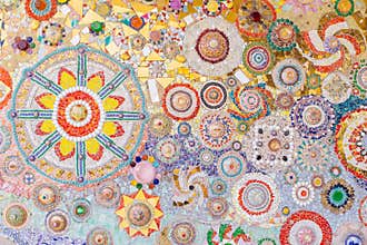 Walls are decorated with tiles and beads, texture background