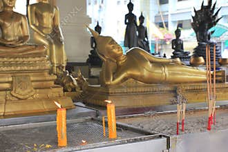 Praying objects and details at a buddhist temple, outdoor