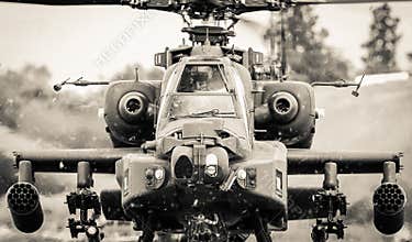 Pilots in flying helicopter