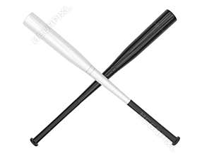 Black and white baseball bats crossed