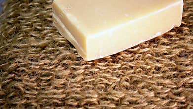 Bast from nettle fiber and a piece of soap