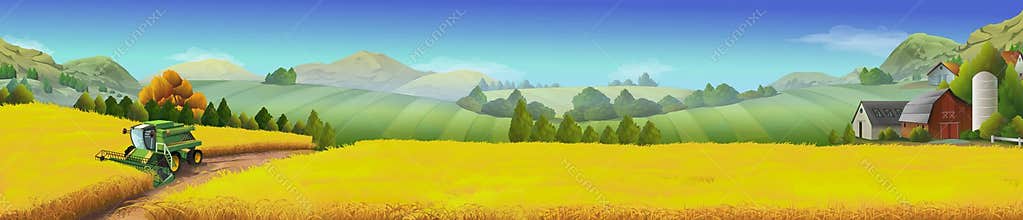 Wheat field, rural landscape
