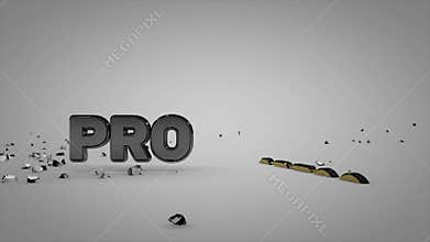3d metallic motion graphic concept when destroying the word PROBLEM it can turned into PROGRESS with positive attitude