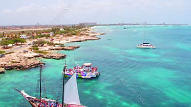 Aerial from the west coast from Aruba Island