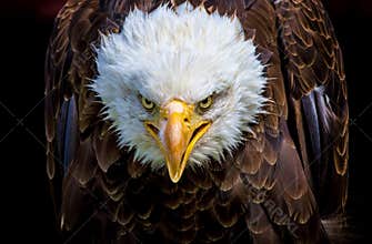 An angry north american bald eagle