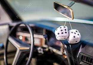 Classic Car with Furry Dice