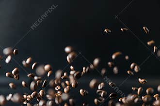 Many flying coffee beans
