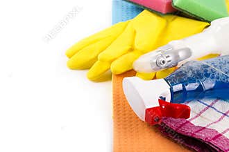 House cleaning products and equipment with copy space