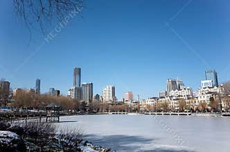 Dalian cityscape in winter