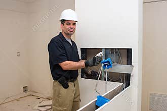 Electrician working on wiring
