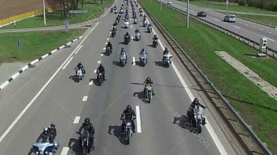 BELARUS, MINSK - April 23, 2016: Motorcycle Season opening parade with thousands of bikers on the road.