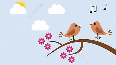 Birds in the spring singing