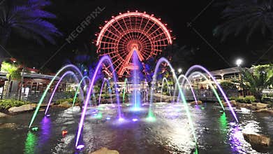 Colored Ferris Wheel 'The Orlando Eye'.