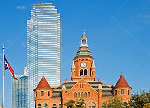 Dallas museum and Texas flag