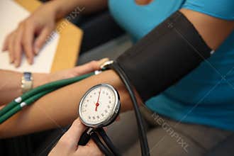 Medical doctor at the blood pressure