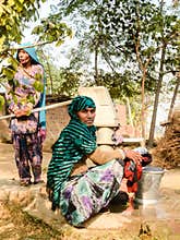 Villager washing clothes