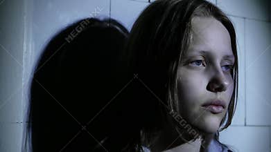 Teen girl. Drug addiction. Depressed face of a teen girl with overdose or hangover-abstinence syndrom from drugs. 4K UHD