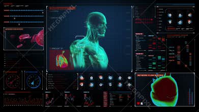 Scanning human 3D Medical Science in digital medical display. user interface.
